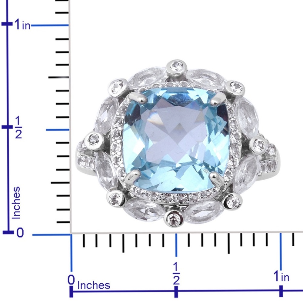 🦋Genuine Sky Blue Topaz Cocktail Ring🦋 - Picture 8 of 9